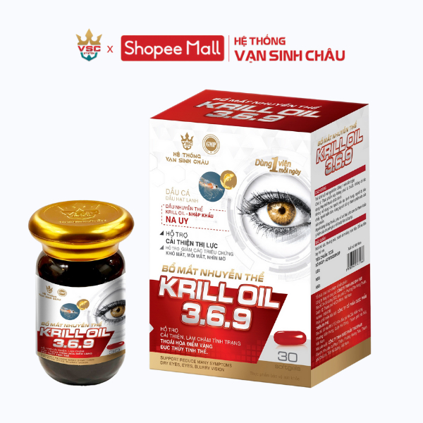 Bổ mắt nhuyễn thể Vasih P&B Kril Oil 3.6.9 lọ 30 viên