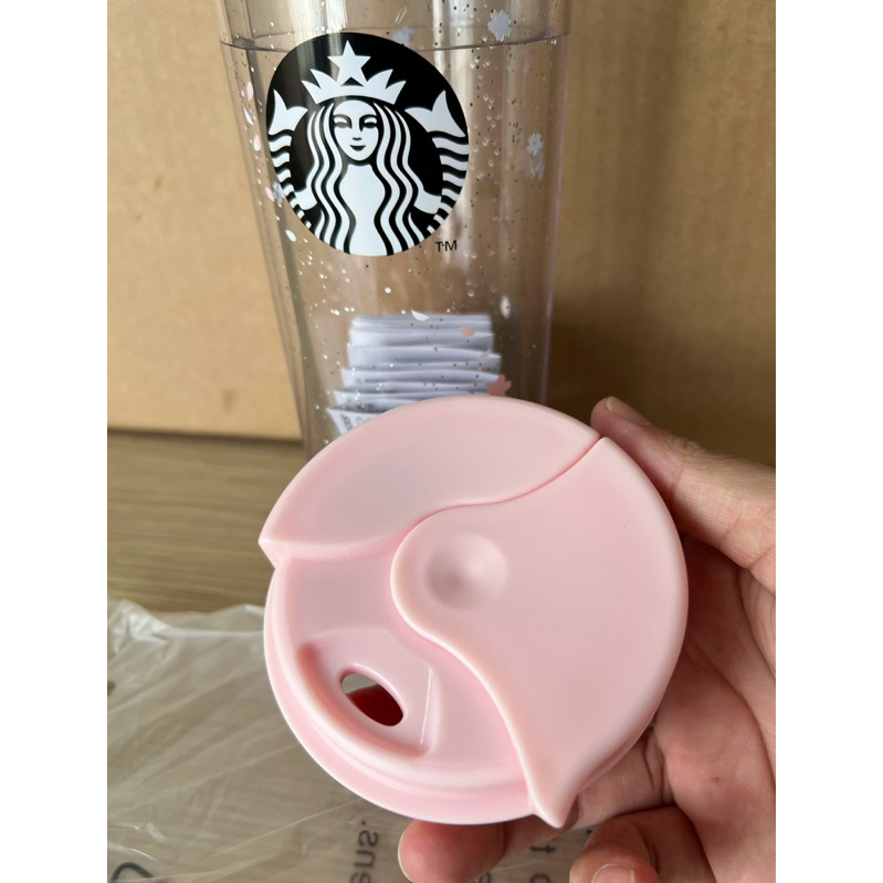 STARBUCKS BÌNH 16Oz  PLASTIC PINK GLITER AND RO WATER