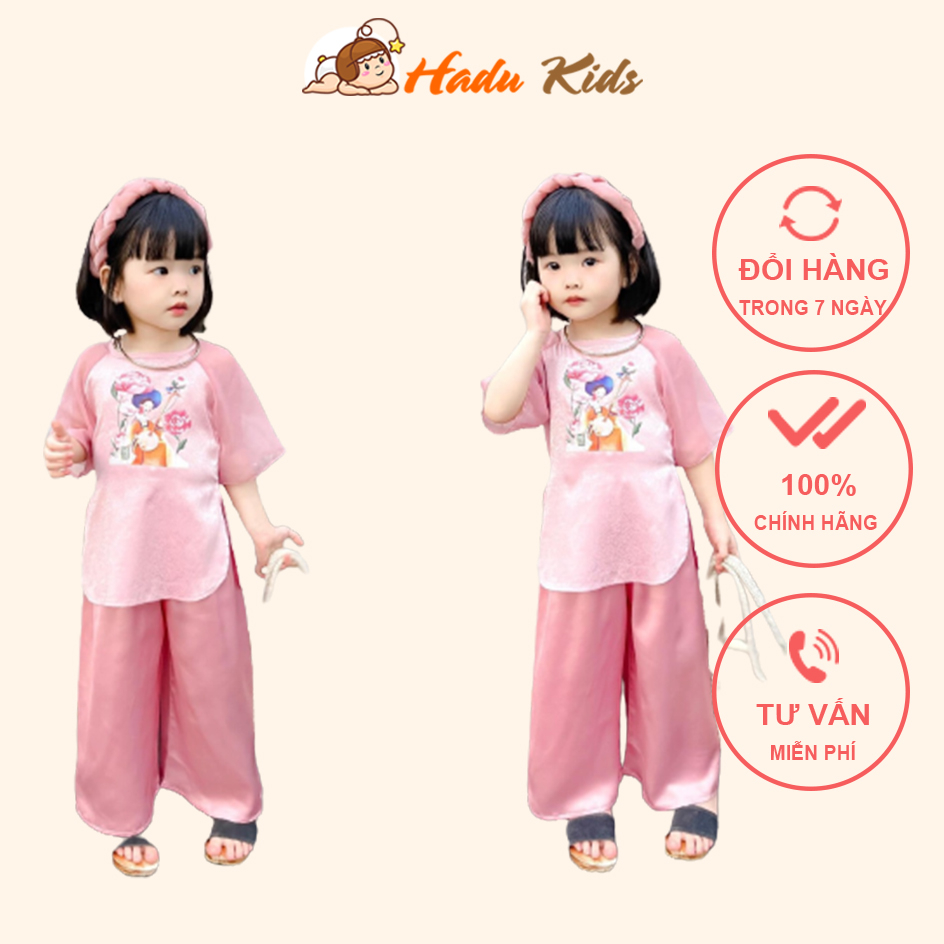 Set bà ba Kèm Bờm chất lụa ngọc hàng đẹp cho bé gái 10-30kg size đại Bộ pháp phục trẻ em diện Trung Thu Hadukids