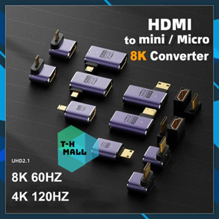Đầu nối chuyển hướng góc trái phải lên xuống Mini / Micro HDMI sang HDMI hỗ trợ 8K 60hz cho camera Màn hình Laptop