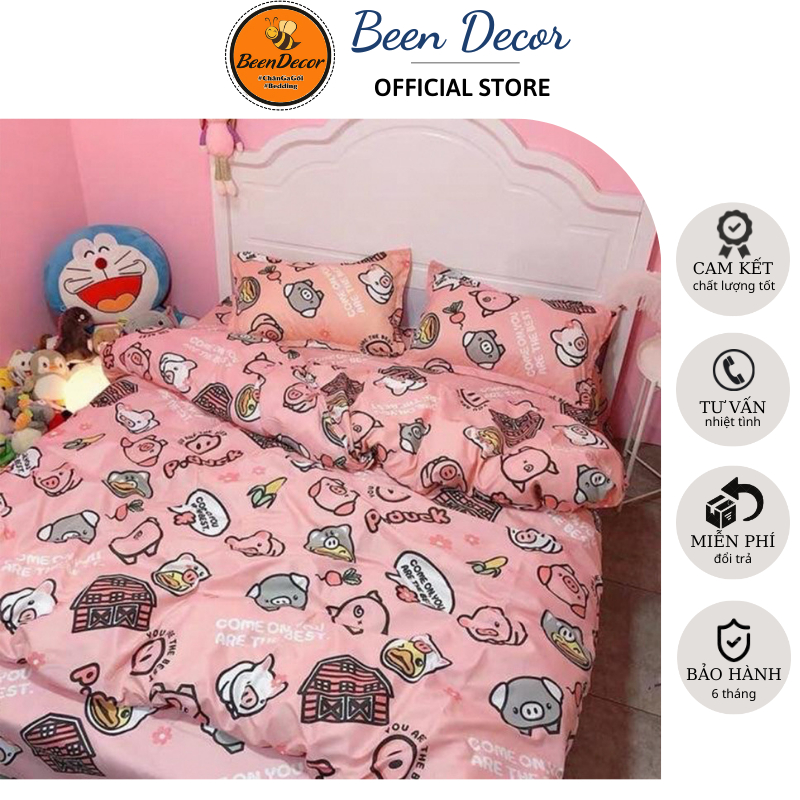 Vỏ chăn Heo Hồng, Sét vỏ chăn ga gối 5 món Cotton Poly Mẫu đẹp - Chất vải mềm mịn ( Được chọn mẫu)