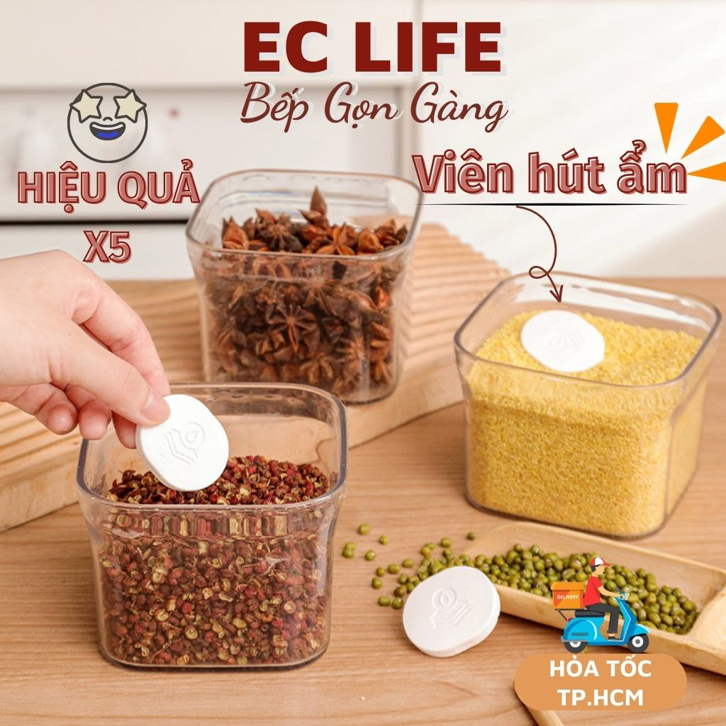 Viên đá gốm hút ẩm nano bảo quản thực phẩm khô ráo chống mối mọt EC Life 0823
