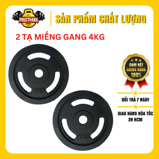 Bộ 2 bánh tạ gang tạ miếng gang 3 lỗ Reefit 4kg (gồm 2 miếng) (PHUCTHANHSPORT)