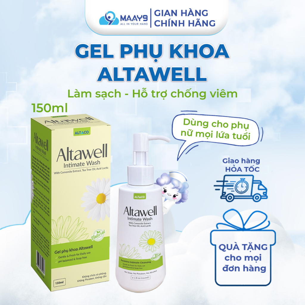 Gel phụ khoa Altawell Intimate Wash vệ sinh vùng kín, cân bằng pH, duy trì độ ẩm, khử mùi hôi, giảm ngứa rát, viêm nhiễm