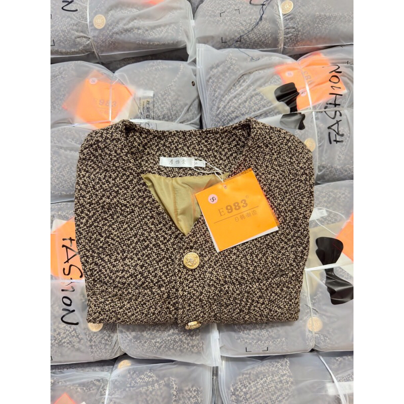 ÁO DẠ TWEED TIÊU KHUY ĐỒNG SIÊU HOT