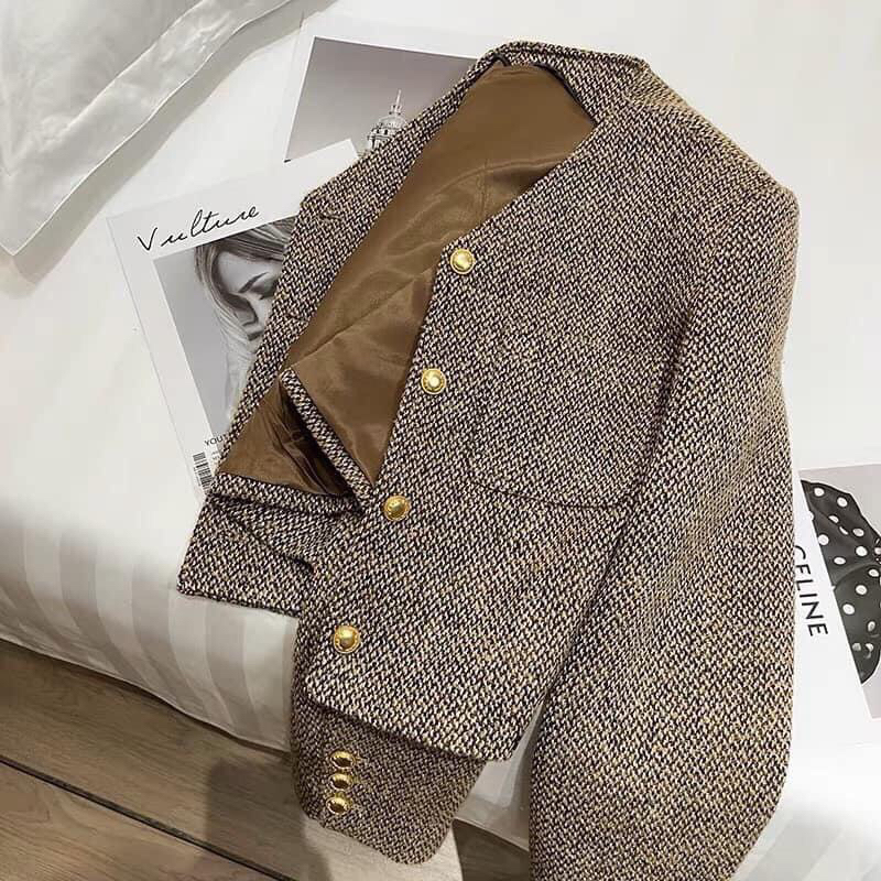 ÁO DẠ TWEED TIÊU KHUY ĐỒNG SIÊU HOT