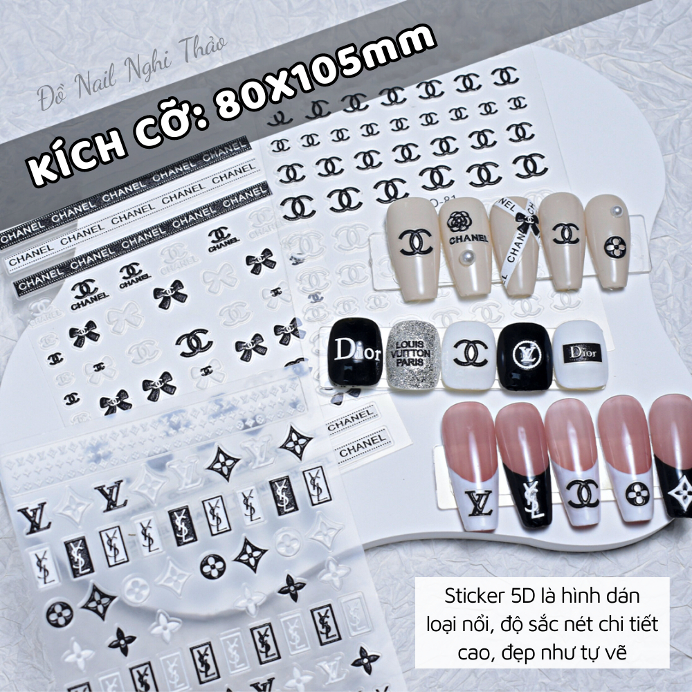 Sticker nail 5D thương hiệu trang trí móng NGHI THẢO