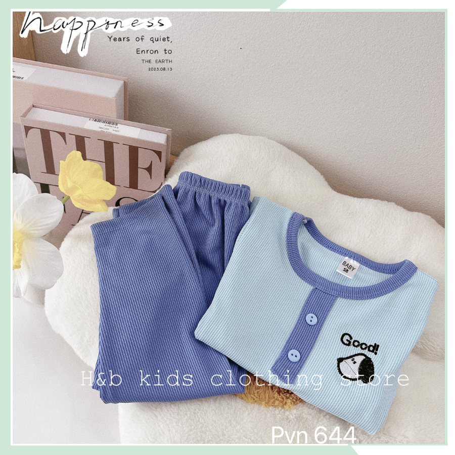 Bộ thun tăm dài tay bé gái, bé trai set quần áo thu đông cho bé BBG96