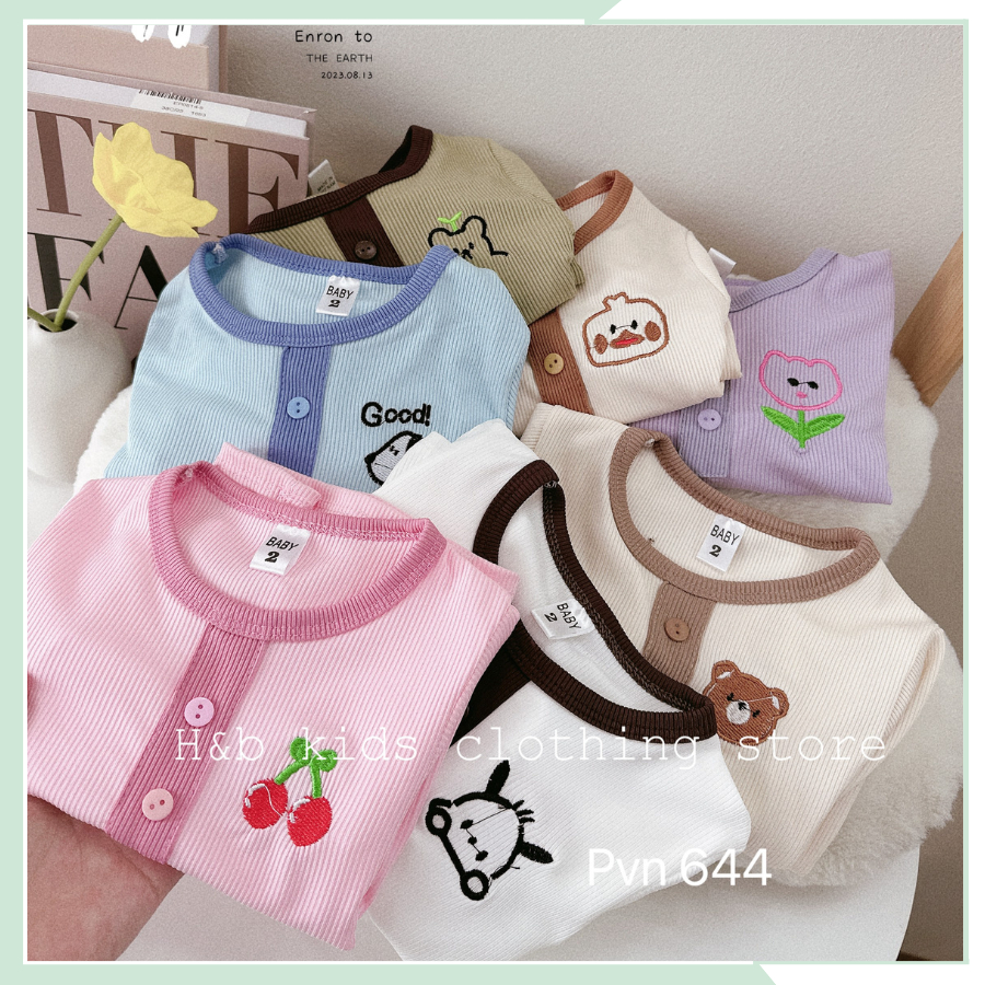 Bộ thun tăm dài tay bé gái, bé trai set quần áo thu đông cho bé BBG96