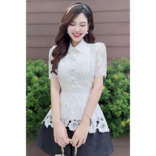 Áo sơ mi nữ công sở peplum phong cách Hàn Quốc ren cao cấp A354