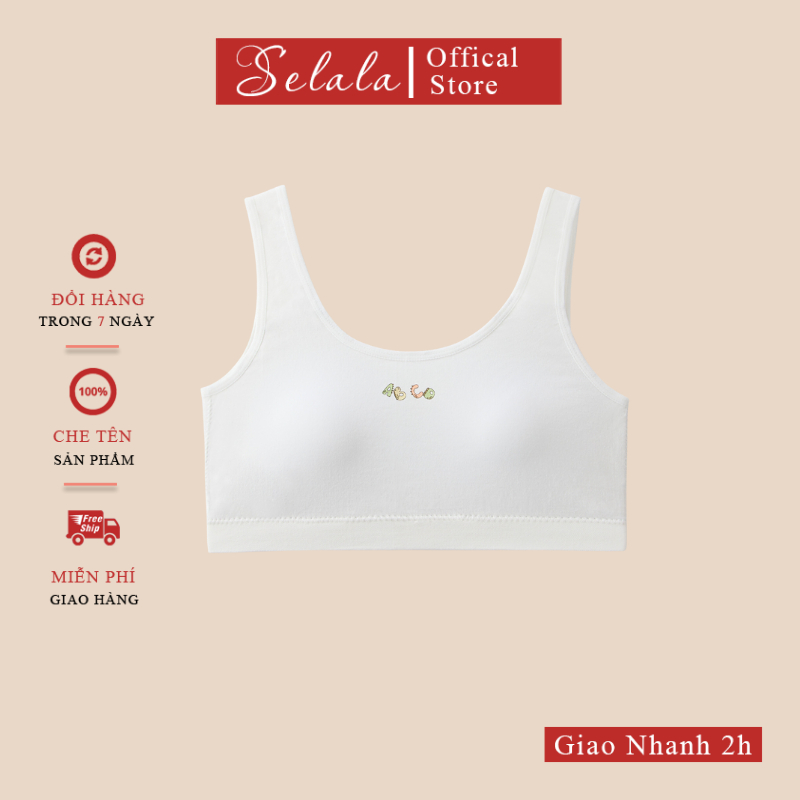 Bra Học Sinh Selala Cotton Thấm Hút Thiết Kế Đệm Liền 1cm Tiện Lợi BS12