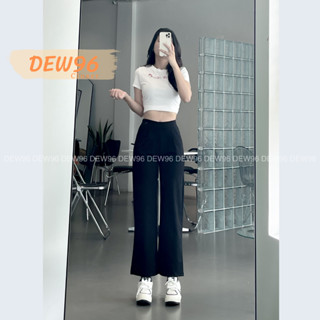  Quần ống suông nữ lưng cao cạp chun chất vải umi co giãn quần ống rộng nữ lưng thun đàn hồi có túi trước 