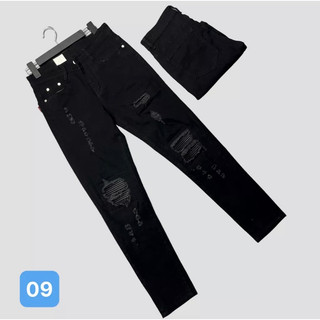 quần bò jean nam dài đen rách gối vá da trắng nhiều mẫu hot,form chuẩn tôn dáng chất co giãn giá tốt