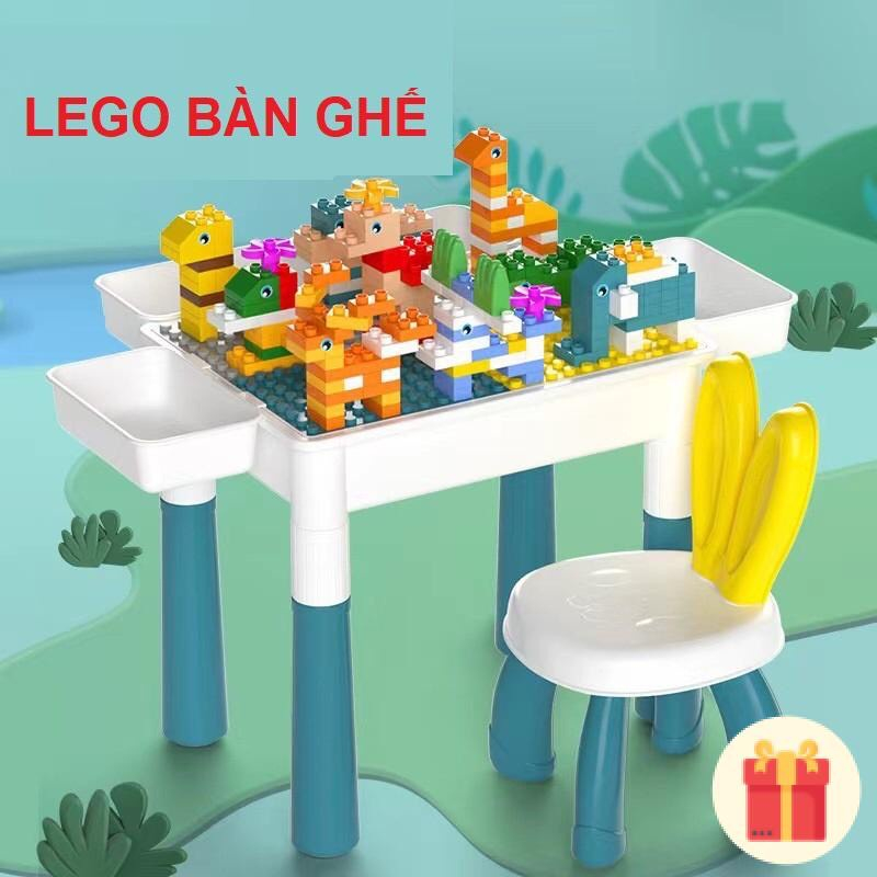 Bộ Bàn Ghế Lego 110 chi tiết, có ngăn kéo kèm ghế cho bé lắp ráp lego