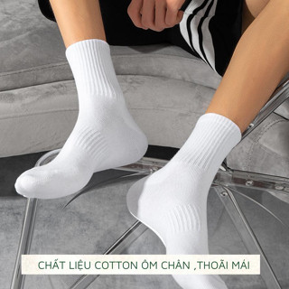Tất Vớ Trơn Trắng ,Đen Cổ Trung Thể Thao Nam Nữ Thời Trang Unisex Style Hàn Quốc.