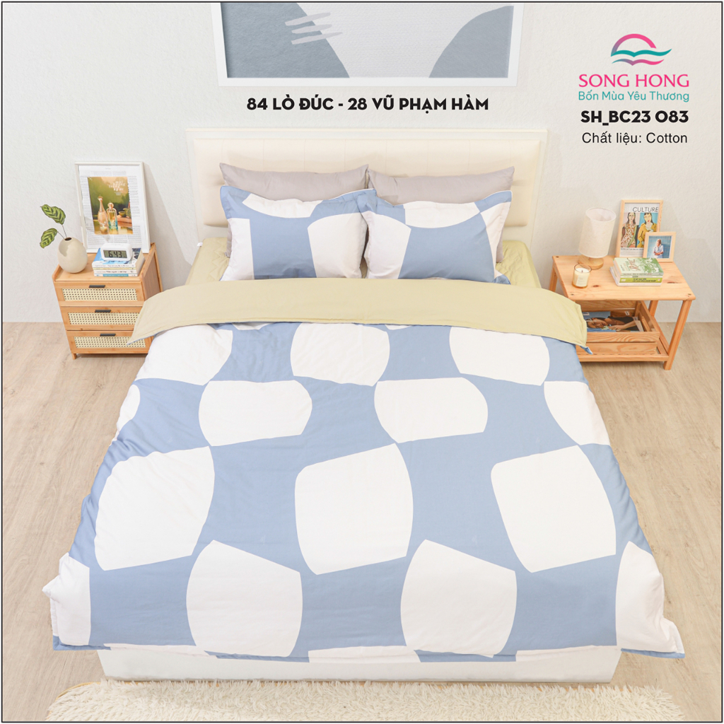 Bộ ga chun (có chần) 1.5mx1.9m - Chất cotton - Sông Hồng chính hãng.