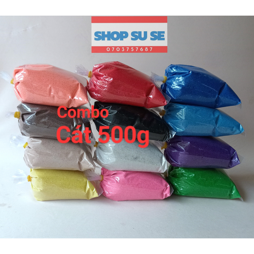 Cát màu tô tranh cát. Combo 12 gói. Mỗi gói 500g
