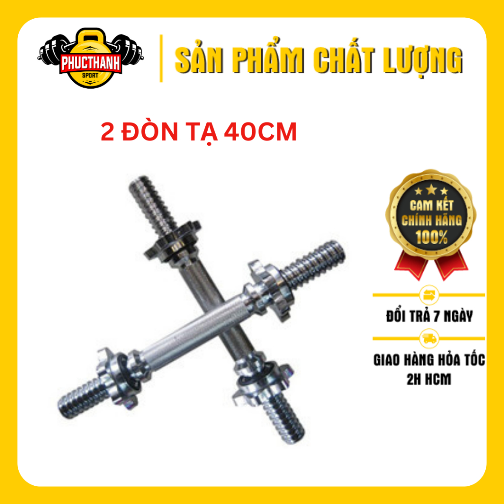 Bộ 2 cây đòn tập tạ tay ngắn 40cm Reefit độ bền cao dùng trong tập luyện thể hình