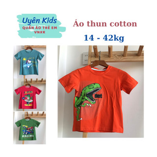 (15-42kg) Áo bé trai vải cotton chính phẩm 4-12 tuổi in hoạt hình