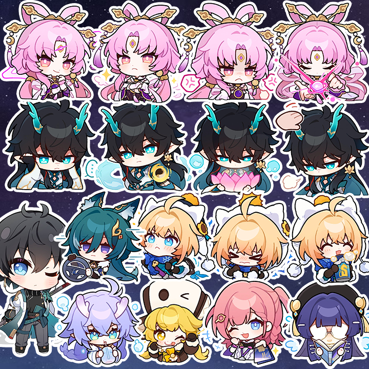 Sticker Honkai Star Rail - Hình dán chibi Seele, Bronya, JingYuan, Kafka, Blade, Himeko, Bailu và các nhân vật khác