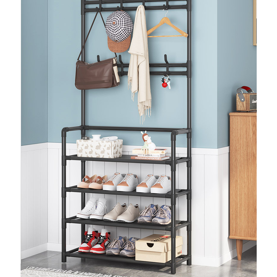Kệ Chữ L 5 Tầng Đa Năng Để Giày Dép, Treo Mũ, Nón, Túi Xách