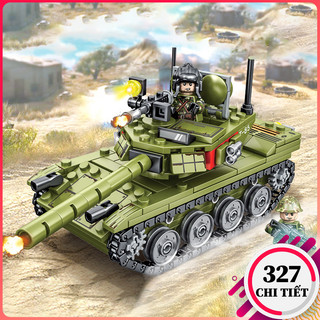 Bộ đồ chơi lắp ráp xe tăng 327 chi tiết, mô hình lắp ráp xe tăng chiến đấu, đồ chơi xếp hình cho bé.