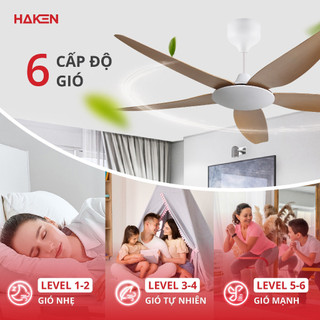 Quạt trần haken cao cấp, motor dc 5 cánh 1 chiều tiết kiện điện, model hk-qt05