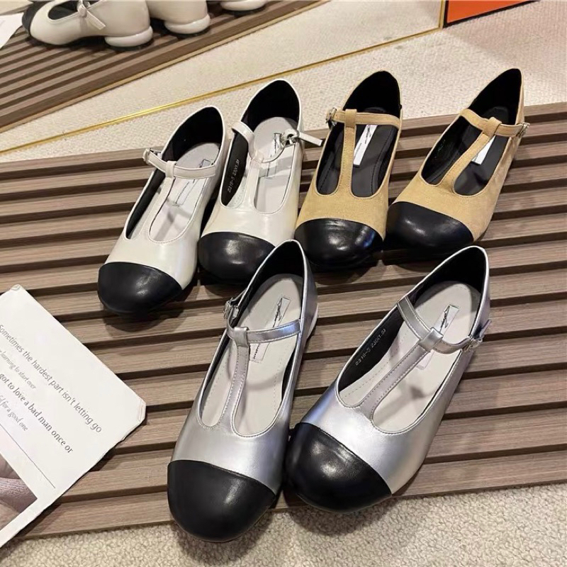 ORDER 🌱 Giày búp bê mũi da trơn khoen cài 1,5cm