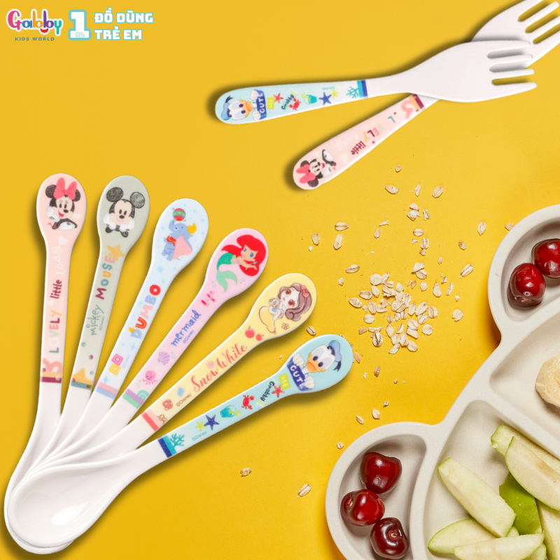 Muỗng Nĩa Ăn Dặm Nhựa Melamine Nhỏ Cho Bé Nhân Vật Disney (Mickey, Minnie, Donald, Ariel, Snow White)