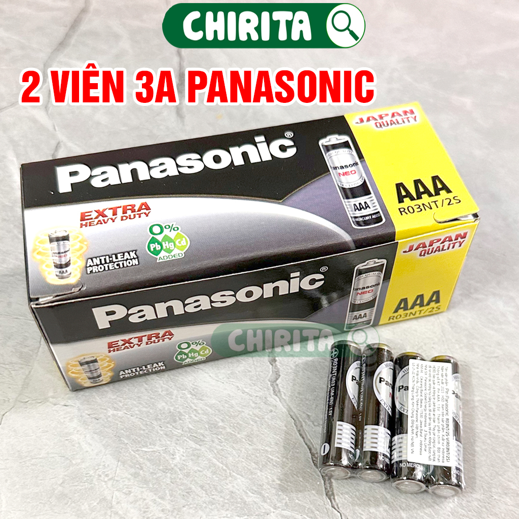 Pin Tiểu AAA Panasonic 2 Viên CHÍNH HÃNG 1.5V- Pin 3A cho Đèn Pin, Remote