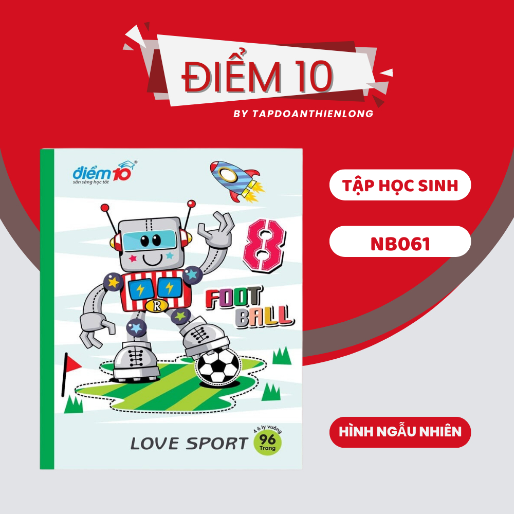 Combo 10 Tập học sinh Điểm 10 96Trang - 4 oly vuông, hình ngẫu nhiên