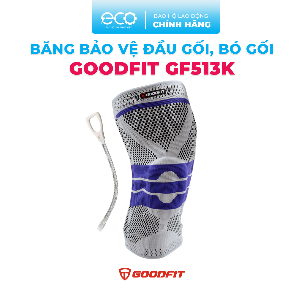Băng bảo vệ đầu gối, bó gối thể thao silicon GoodFit GF513K chính hãng co giãn 4 chiều, thanh trợ lực lò xo