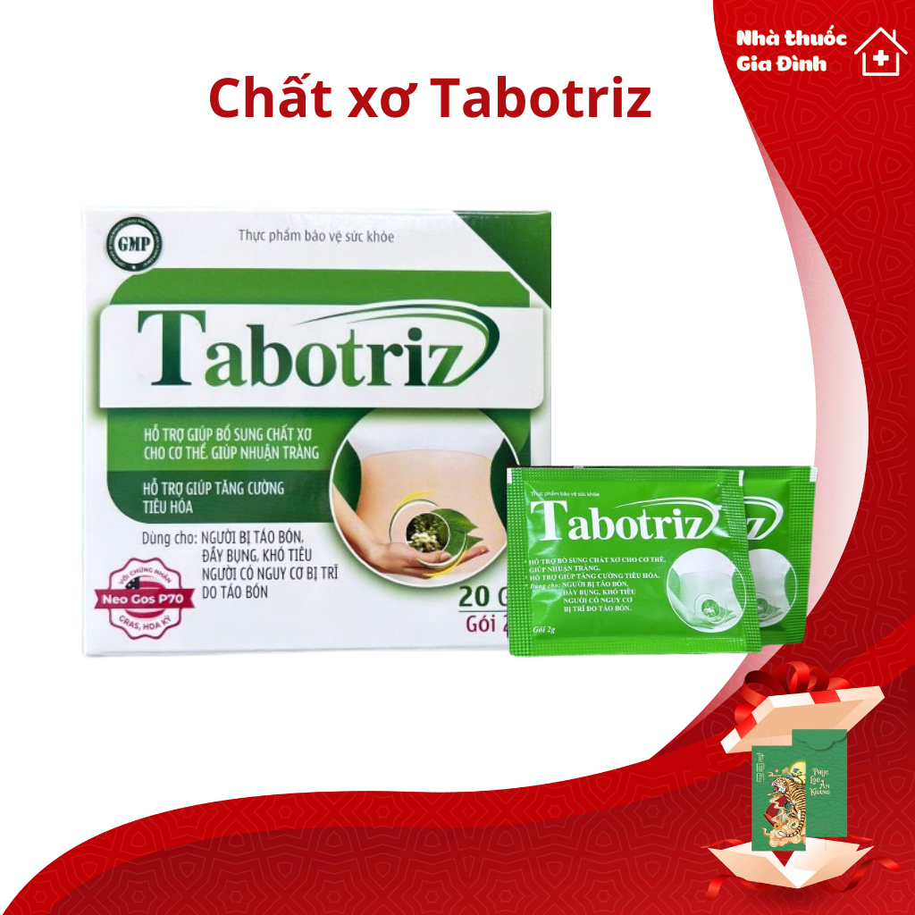 Chất xơ hòa tan Tabotriz -  Dùng cho người bị táo bón, trĩ, an toàn cho bà bầu - Hộp 20 gói - Nhà thuốc Gia Đình
