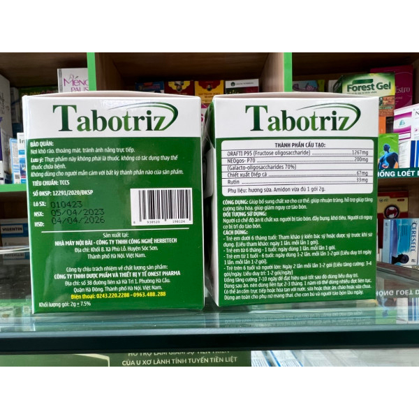 Chất xơ hòa tan Tabotriz -  Dùng cho người bị táo bón, trĩ, an toàn cho bà bầu - Hộp 20 gói - Nhà thuốc Gia Đình