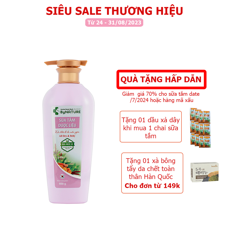 Sữa tắm dưỡng thể dược liệu thiên nhiên By NATURE 600g dưỡng da sáng khỏe, mịn màng.