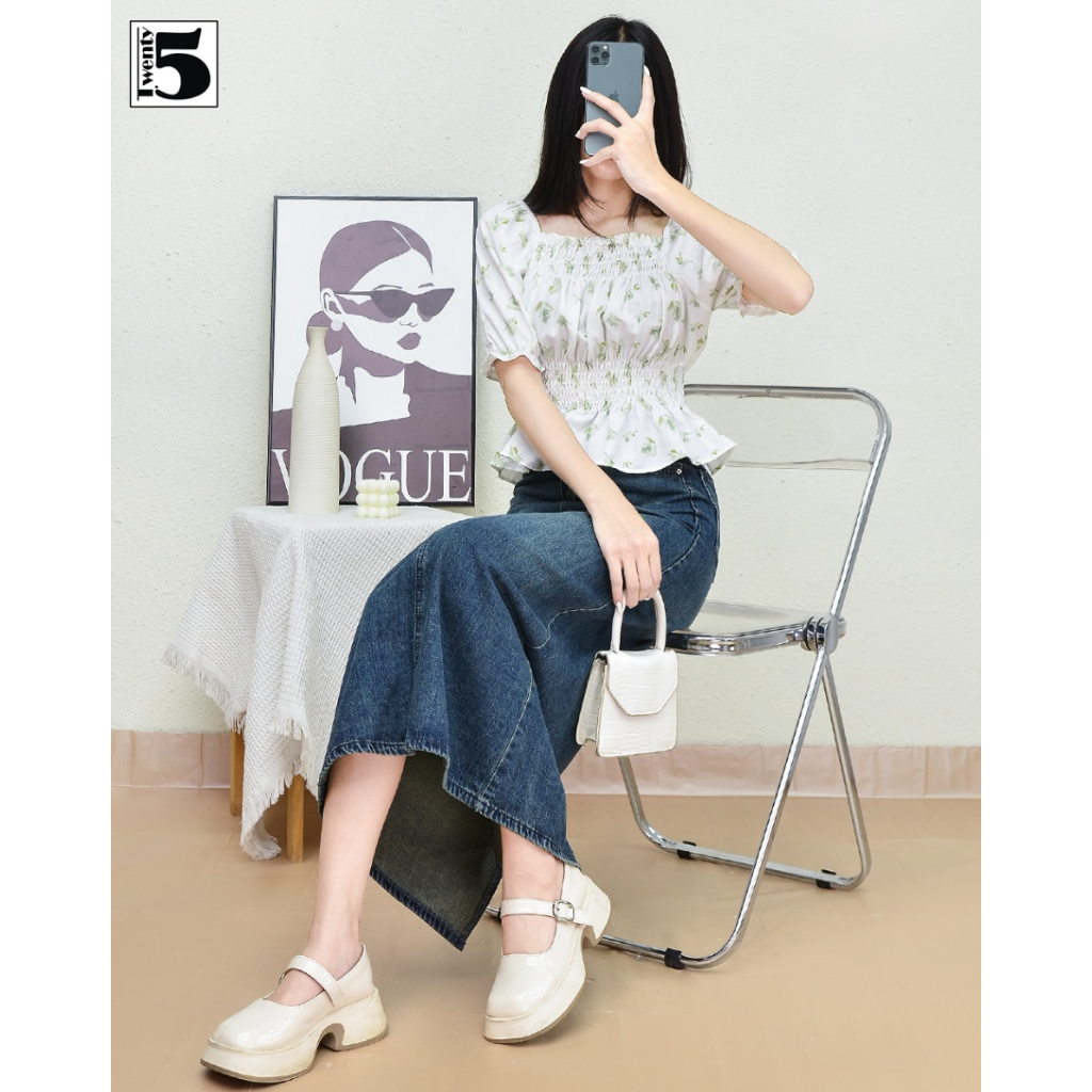 Áo kiểu hình hoa, có 2 nhún bèo Twenty.Five 4911