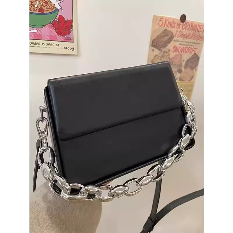 Túi hộp chữ nhật phối xích 2 màu đen nâu YIMI túi xách nữ thời trang