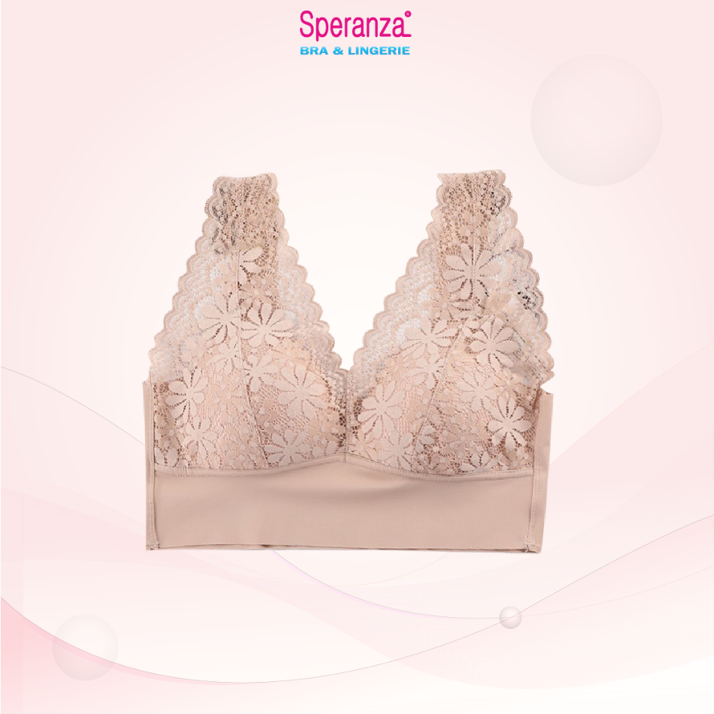 Áo bra nữ speranza, Cốc nhiều lỗ thoáng khí, bảng lưng to, phối ren mềm mịn - SPAL098SH