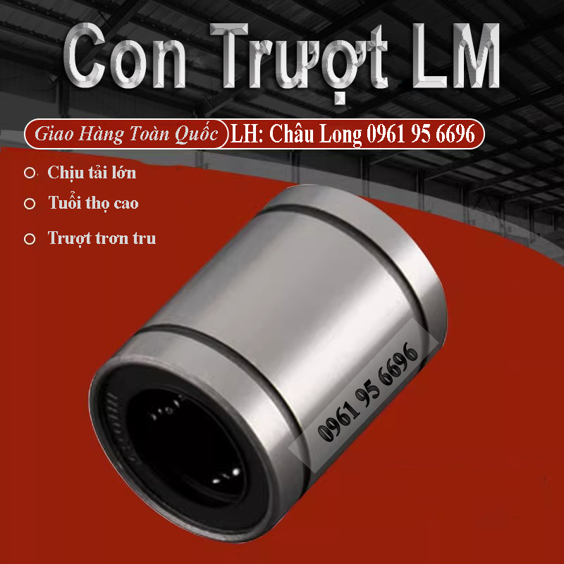 Con Trượt Tròn LM8 10 12 16 20 25 30 35 Bạc Trượt Loại Xịn