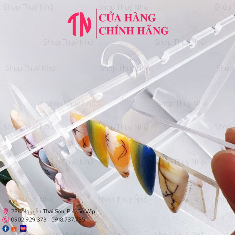 Bảng trưng móng mẫu nail mica cứng cáp cao cấp dạng móc treo phơi đồ dễ thương dụng cụ làm móng tay nghệ thuật nail