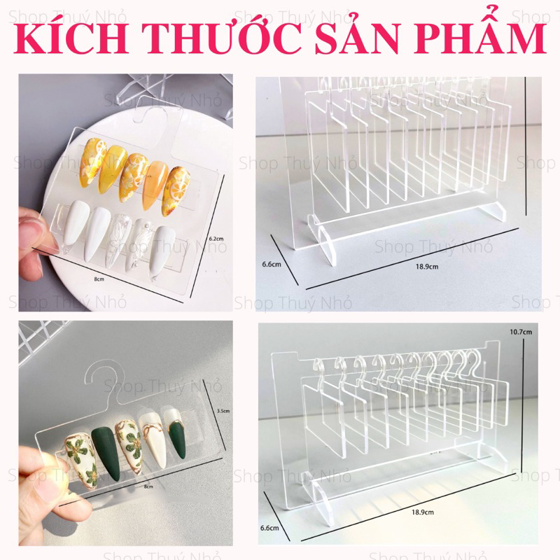 Bảng trưng móng mẫu nail mica cứng cáp cao cấp dạng móc treo phơi đồ dễ thương dụng cụ làm móng tay nghệ thuật nail