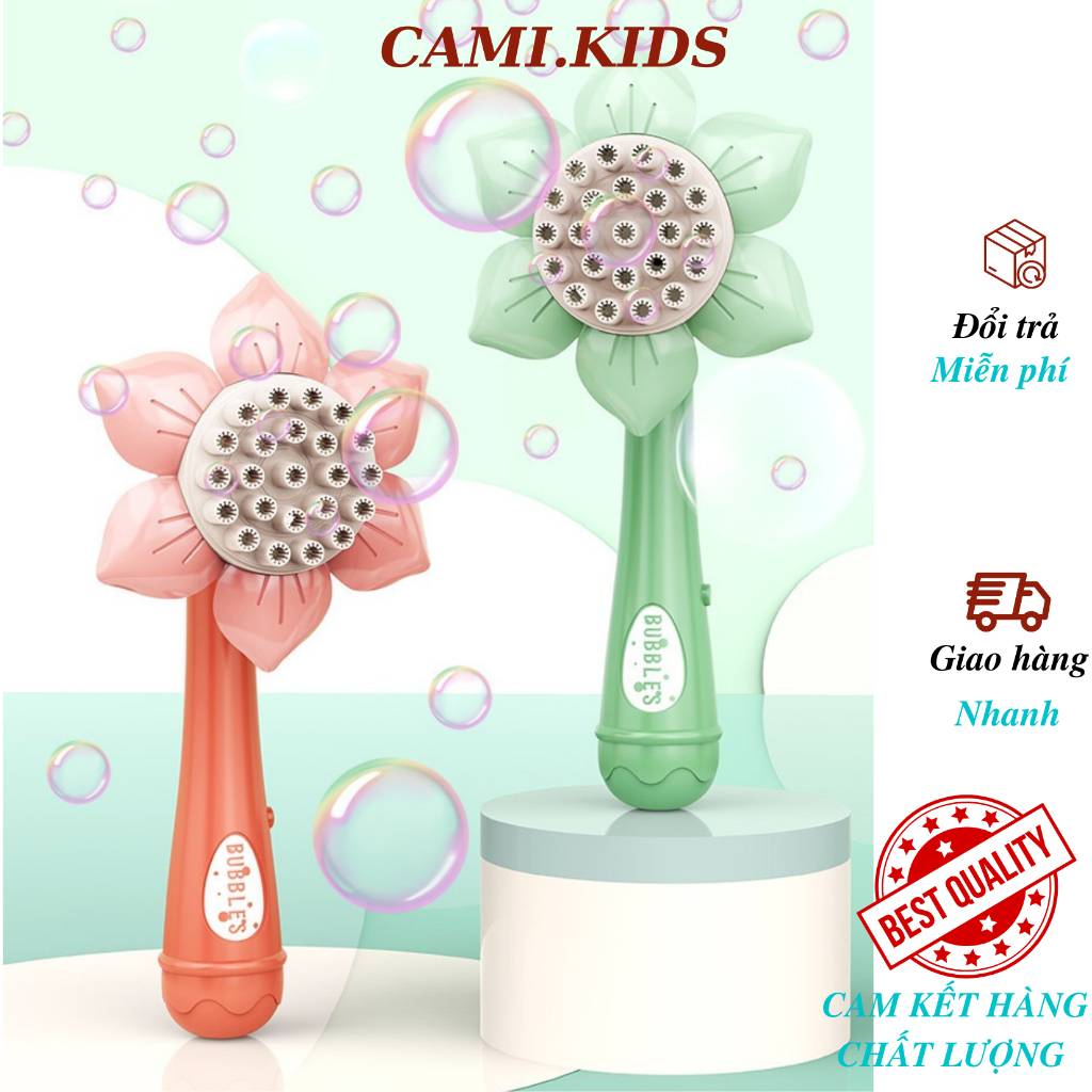 Máy phun bong bóng cho bé hình hoa hướng dương nhiều màu sắc (kèm 1 lọ dung dịch) CAMI KIDS
