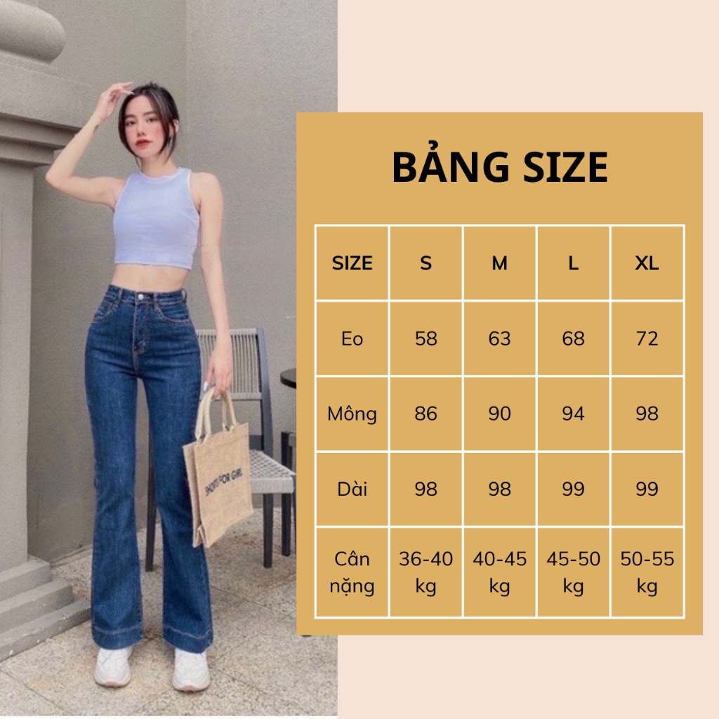Quần Jean nữ ống loe,quần bò nữ ống đứng co dãn lưng cạp cao siêu hách dáng cho những cô nàng nấm lùn