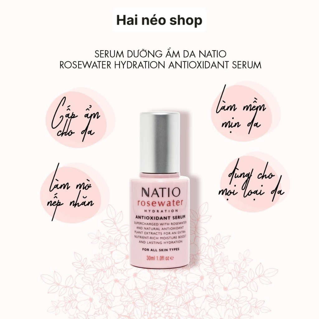 Tinh chất Hoa hồng tinh khiết 100% chống Oxy hóa mạnh mẽ, căng bóng, sáng hồng, se lỗ chân lông NATIO