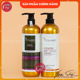 Cặp Dầu Gội Xả Collagen Keratin V76 | Ngăn Rụng Tóc, Kích Thích Mọc Tóc, Phục Hồi Tóc Hư Tổn | Wings Shop