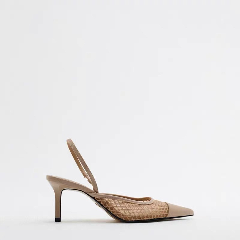 Giày cao gót zara 5 phân xuất dư thiết kế lưới mũi nhọn