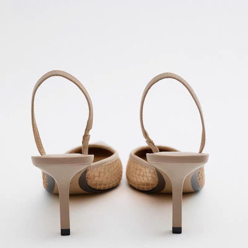 Giày cao gót zara 5 phân xuất dư thiết kế lưới mũi nhọn