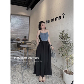 váy bò 2 dây phối