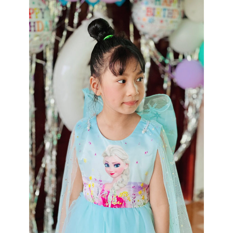 Váy Halloween Elsa cho bé hóa trang dự tiệc công chúa hàng thiết kế chất voan lụa cao cấp Tặng kèm áo choàng MamLa
