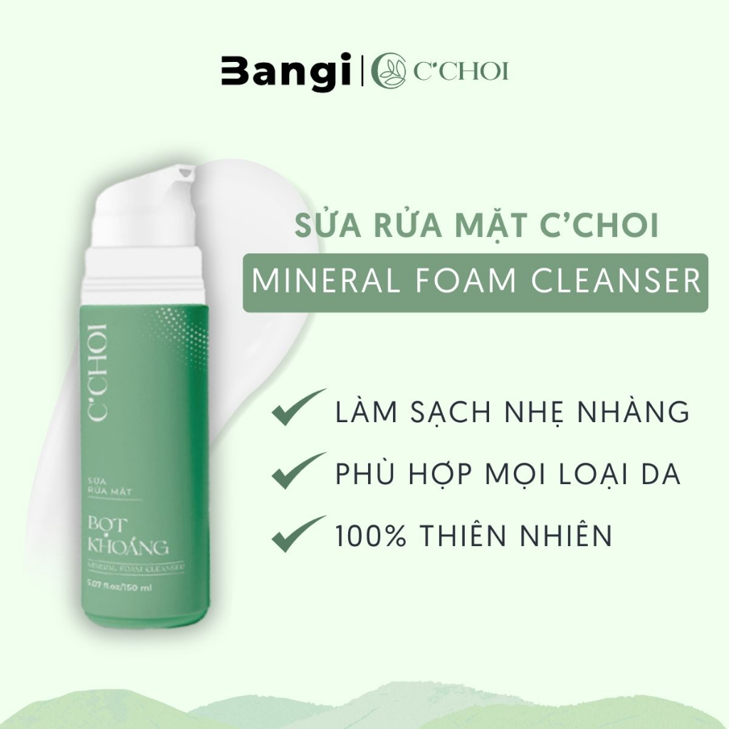 Sửa Rửa Mặt C’Choi Tạo Bọt Làm Sạch Cân Bằng pH Thông Thoáng Làn Da - C’Choi Mineral Foam Cleanser